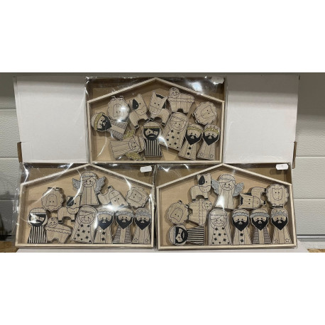 Jue pakken med 3 pakker super fine Jule figur i Træ