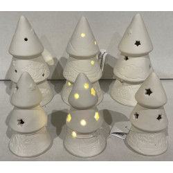 Jule pakken med 6 stk Super fine Led Juletræer i porcelæn