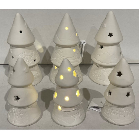 Jule pakken med 6 stk Super fine Led Juletræer i porcelæn