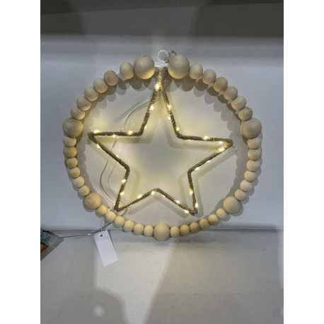 Jule Salg at 1 Super flot Perle Ring i Træ med led lys