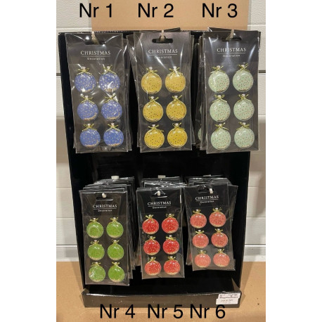 super søde Danse Jule Deco med kugler indeni i 6 farver med 6.stk på hvert ark