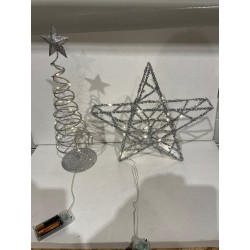 Jule salg af 1 super fint Jule Sæt med Jule Træ & Jule Stjerne i Metal i Sølv med glimmer fra H & S