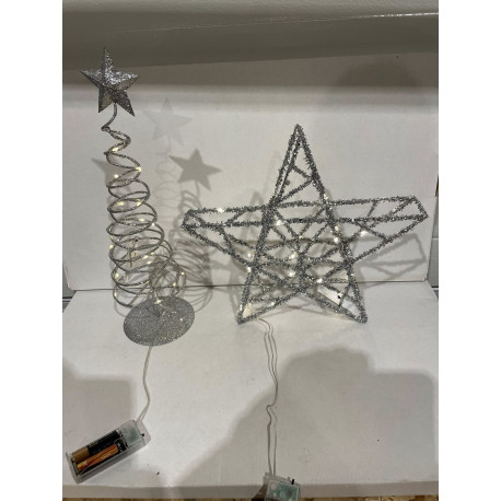 Jule salg af 1 super fint Jule Sæt med Jule Træ & Jule Stjerne i Metal i Sølv med glimmer fra H & S
