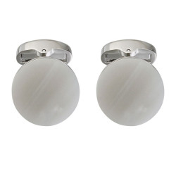 Hvid/Sølv Marmorlook Runde Manchetknapper