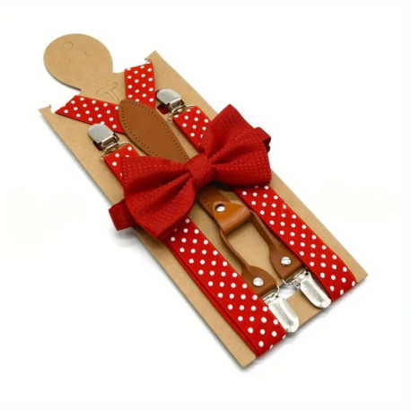 Polkaprikkede seler sæt  med Super flot butterfly i Rød