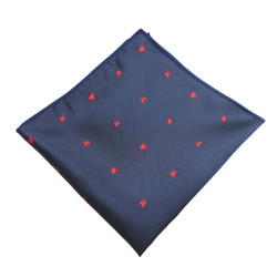 Mørkeblå Lommeklud med små Røde Motiver