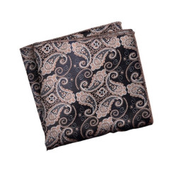Beige/Mørkebrun Paisley Mønstret Lommeklud