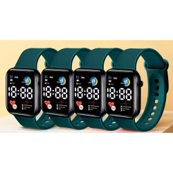 Moderne Multifunktionelt Digitalt Trykknap Dame Ur med Display i Firkantet Design