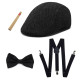 Festpakken fra 1920'er Herre Newsboy Manhattan Hat, Y-Back Seler, Butterfly, Og Cigar Props