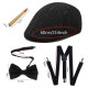 Festpakken fra 1920'er Herre Newsboy Manhattan Hat, Y-Back Seler, Butterfly, Og Cigar Props