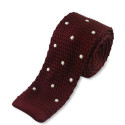 Bordeauxrødt Strikket Slips med Prikker