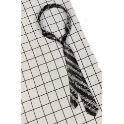 Herreslips med musiknotetryk i Sort med Hvid skrift