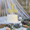 Gylden Farve Happy 50 Års Fødselsdagskage Dekoration i Gold