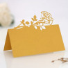 Premium 3D Rose Bordkort / Navnekort i smuk Gold farve med Rose