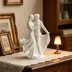 Par 3D-printet ornament - Krammende dansende bryllupspar statue til kagen
