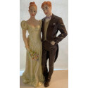 Stor & Super flot Topkagefigur brudepar med brude buket i Resin