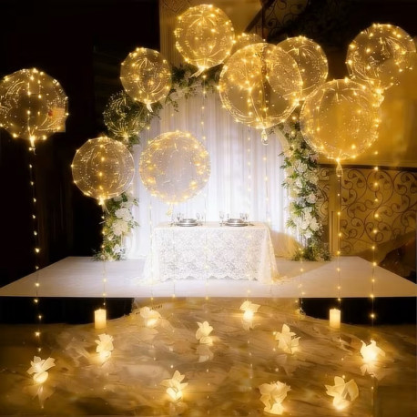12 stk Balloner Lysstreng) Bobo Balloner med LED Lys