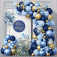 Den helt store fest pakke med 106 stk. Marineblå Lyseblå Metallic Gylden Blå Ballonbue Kit