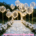 26 stk. sæt (13 stk. balloner og 13 stk. lyskæde) transparente Bobo festballoner med LED-lys