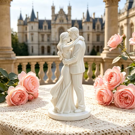 Europæisk Romantisk Par Krammer Ornament 3D Printet Hvid Statue