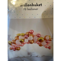 Ballonbuket med 70 balloner i flotte farver