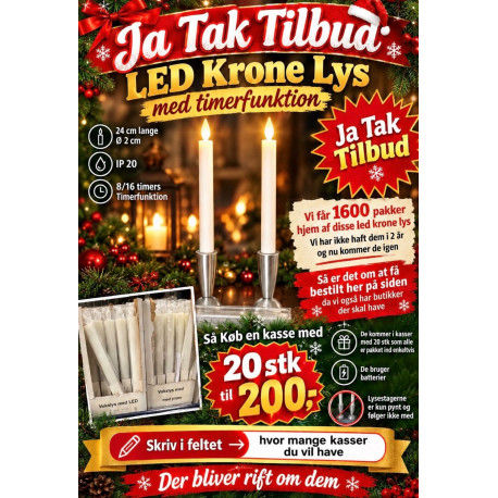 SALG AF 20 stk LED kronelys I 1 KASSE.