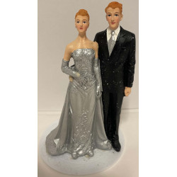 Smuk Sølvbryllups Kagefigur Par