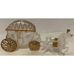 Super smuk Bryllups Hestevogn til kagen eller pynt i Hvid med guld Deco