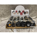 Salg af 1 Display med 24 Metal Jule Huse med led lys i