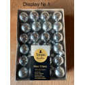 1 Display med 24 stk julekugler til Deco Ø 2,5 cm i Glas i 4 farver
