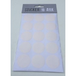Fine Runde creme hvide stickers 10 ark i hver salgspose.