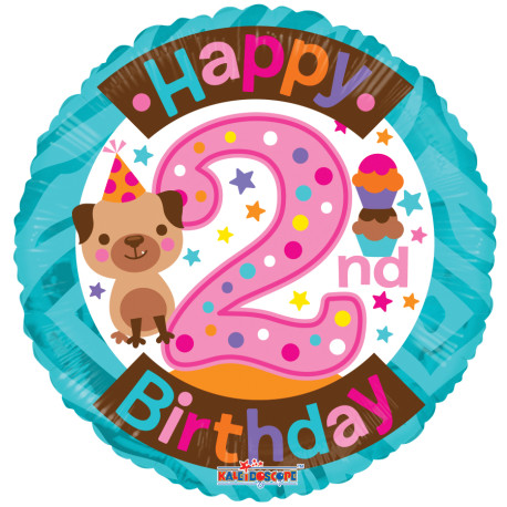 FOIL BALLOON 2ND BIRTHDAY GIRL 46 CM
