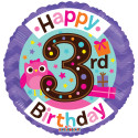 FOIL BALLOON 3RD BIRTHDAY GIRL 46 CM
