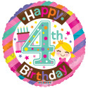 FOIL BALLOON 4TH BIRTHDAY GIRL 46 CM