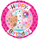 FOIL BALLOON 1ST BIRTHDAY GIRL 46 CM