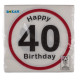 Papir servietter 40.år Fødselsdag.