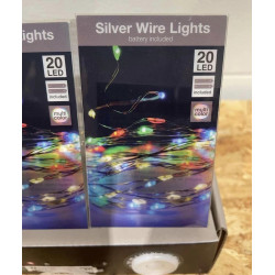Silver Wire Light med 20.led Multi Color