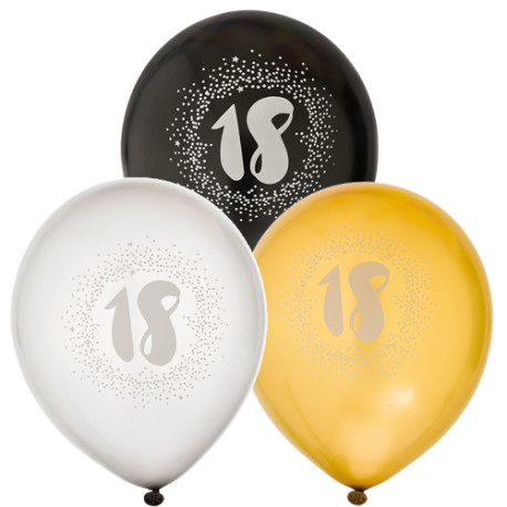 BALLOONS 12" 18TH BIRTHDAY 6-P