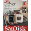 SanDisk Ultra MicroSDHC 8.GB Card med Adaptor