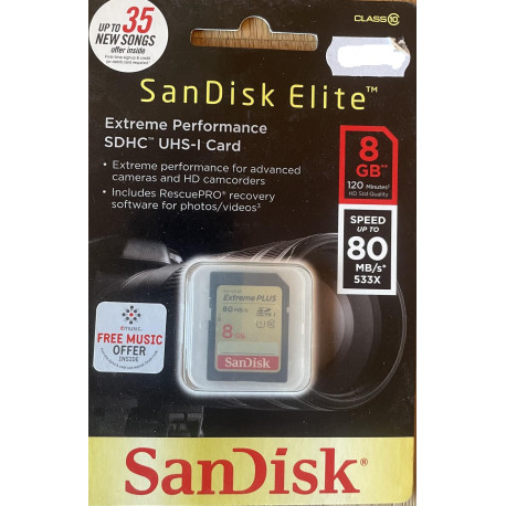SanDisk Elite Extreme SDHC  UHC-1 Card 8.GB