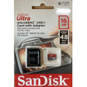 SanDisk Ultra MicroSDHC UHS-1 -16.GB Card med Adaptor
