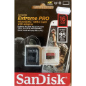 SanDisk  Extreme Pro  MicroSDHC 16.GB Card med Adaptor