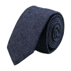 Mørk Jeansblåt Meleret Bomulds Slips