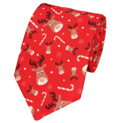 Rødt Juleslips med Rensdyr & Sukkerstokke