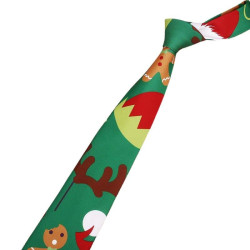 Grønt Juleslips med Brunkagemand & Julemotiver