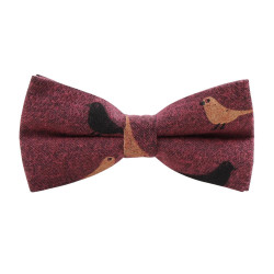 Mørkerød Bomulds Butterfly med Fugle