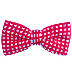 Rød Strikket Butterfly med Hvide Firkanter