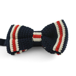 Navyblå/Hvid/Mørkerød Strikket Butterfly