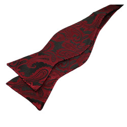 Mørkerød/Sort Paisley Mønstret Selvbinder Butterfly