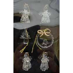 1 Pakke med 6 super søde Jule glas Deco  figur til ophæng